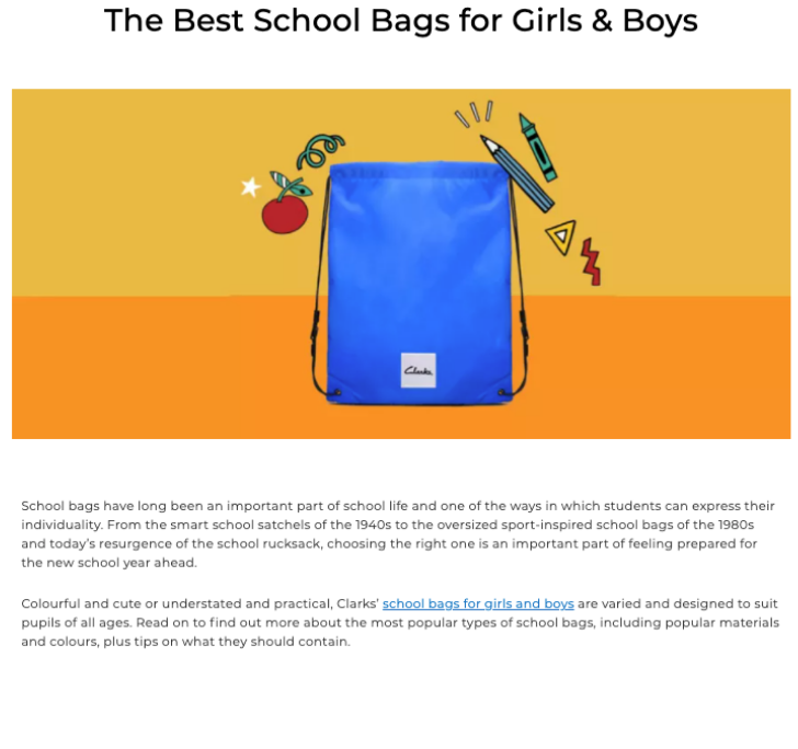 The best school bags for girls and boys article for Clarks by copywriter Surena Chande